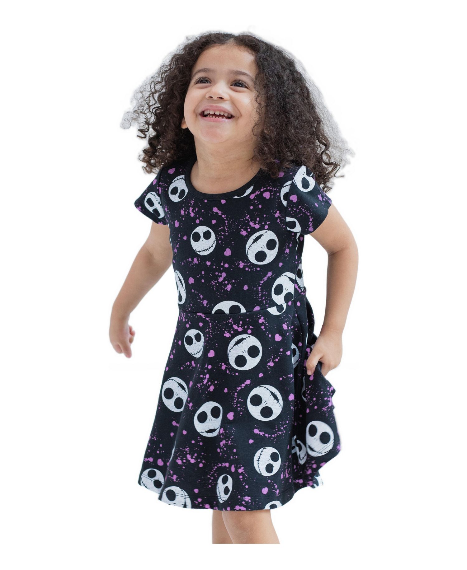 Jack Skellington Girls' Short Sleeve Skater Dress