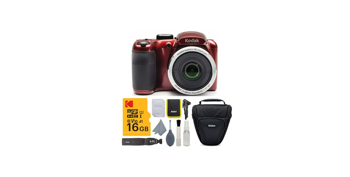 Kodak Pixpro AZ255 Astro Zoom 16MP Digital Camera with 32GB Sd Card Bundle - Red