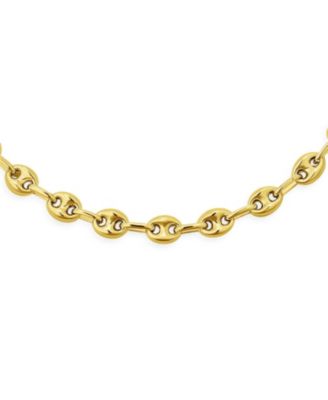 Yellow 14K Gold Overlay .925 Sterling Silver Nautical Anchor Link Puff Mariner Chain Necklace 6MM Wide