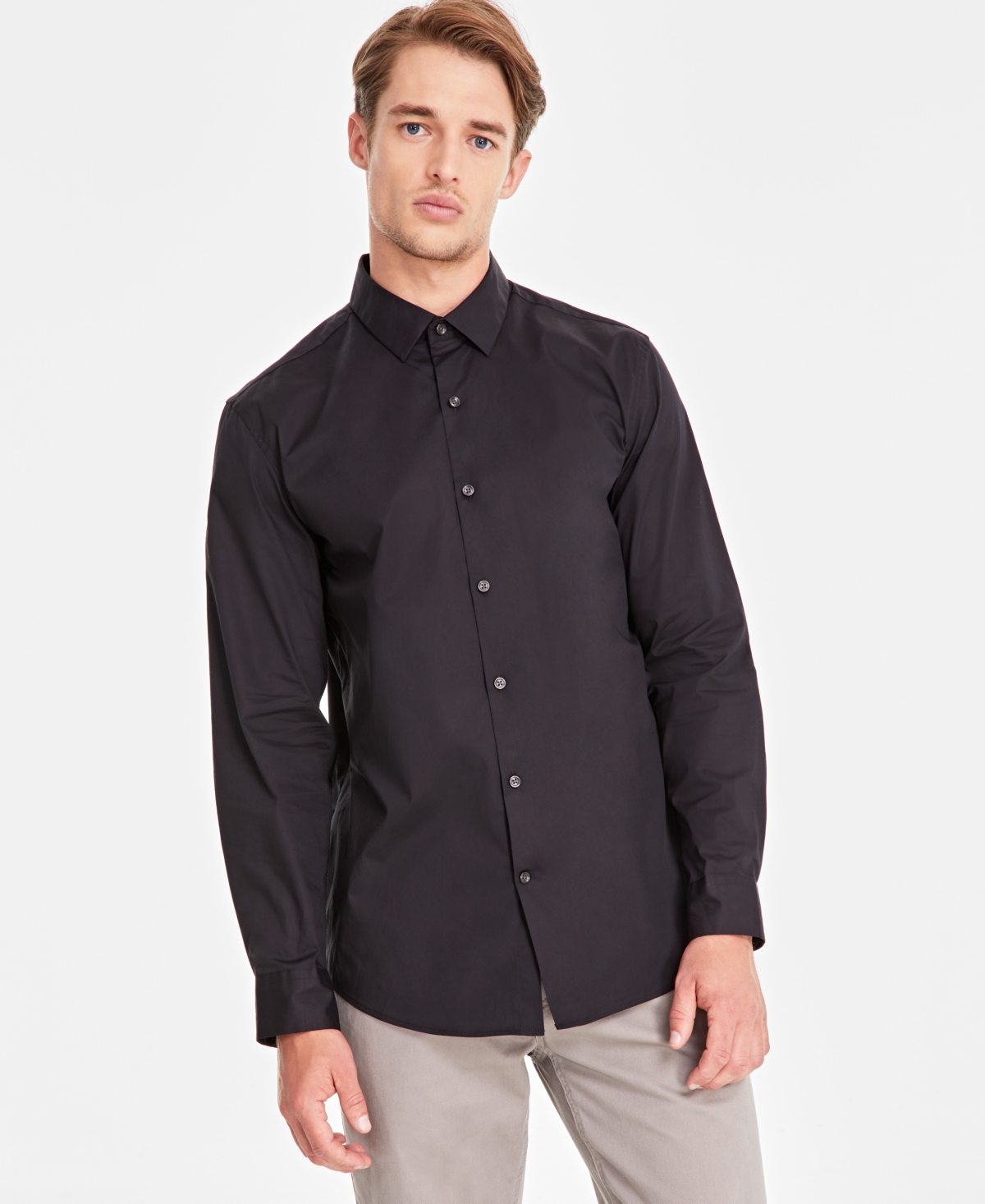 Men's Modern Classic-Fit Stretch Solid Button-Down Shirt, Created for Macy's - Moonlight Blue