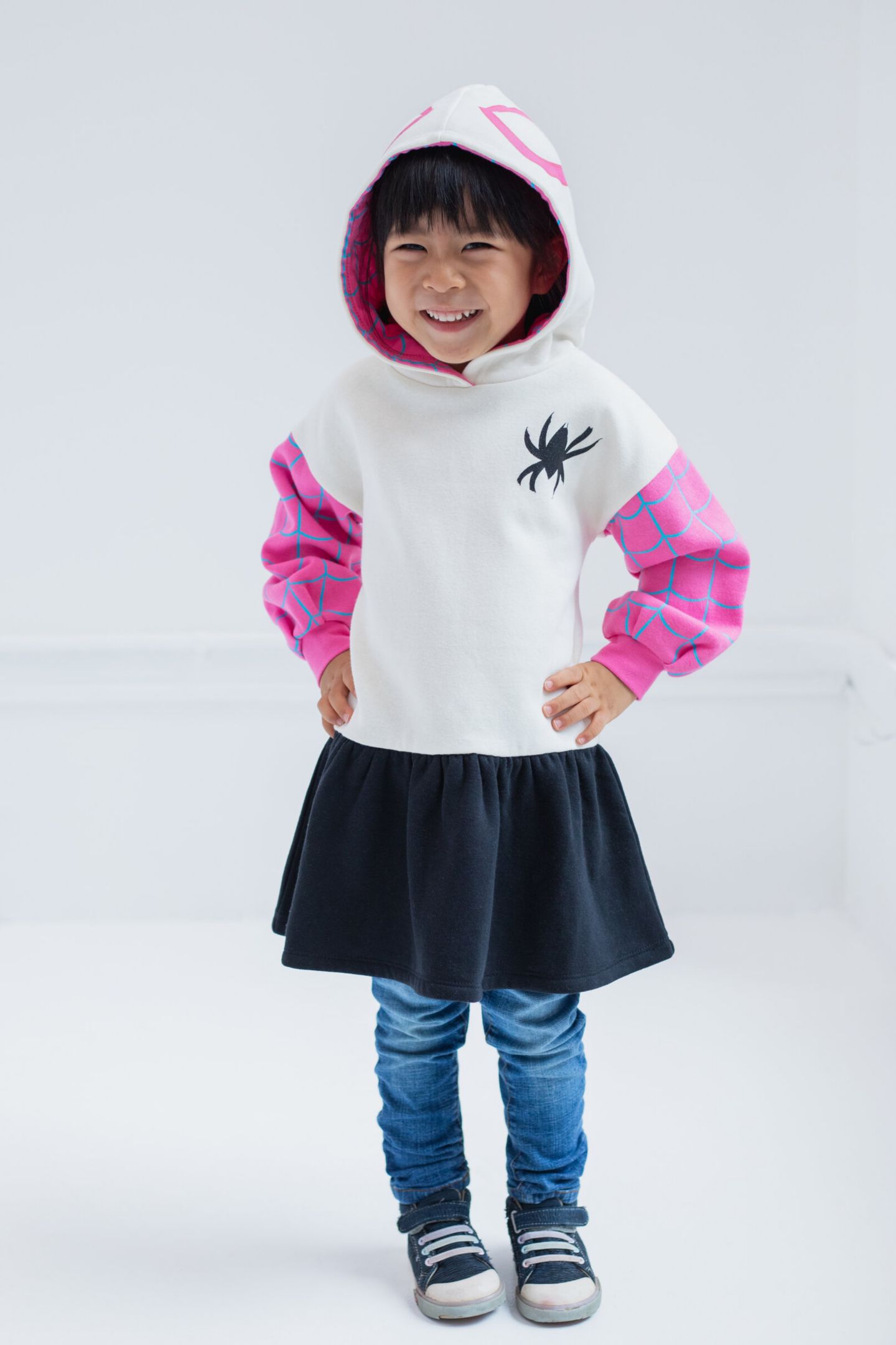 Платье Spider-Man Spider-Gwen Ghost Spider Fleece Skater Dress to для девочек-малышей, цвет: Белый — фото 6