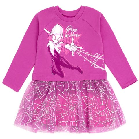 Платье Spider-Man Spider-Gwen Ghost Spider French Terry Dress to для девочек, цвет: Фиолетовый