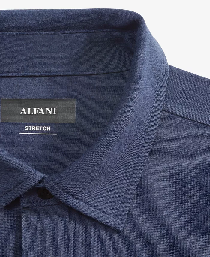 Men's Classic-Fit Heathered Jersey-Knit Button-Down Shirt - thumbnail 9