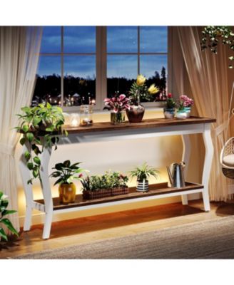 70.9 Inches Extra Long Sofa Table Behind Couch, Vintage Console Entry Table with 2-Tier Storage