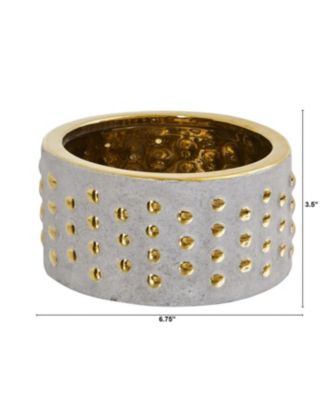 6.75" Regal Stone Hobnail Planter with Gold Accents
