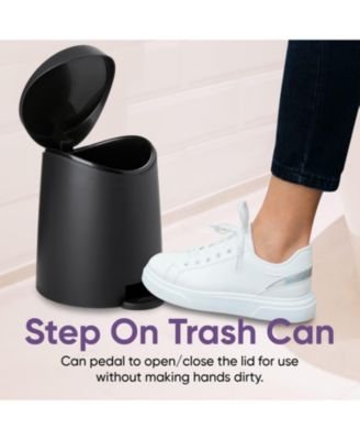 Mini 3 Liter Step On Plastic Bathroom Trash Can with Lid