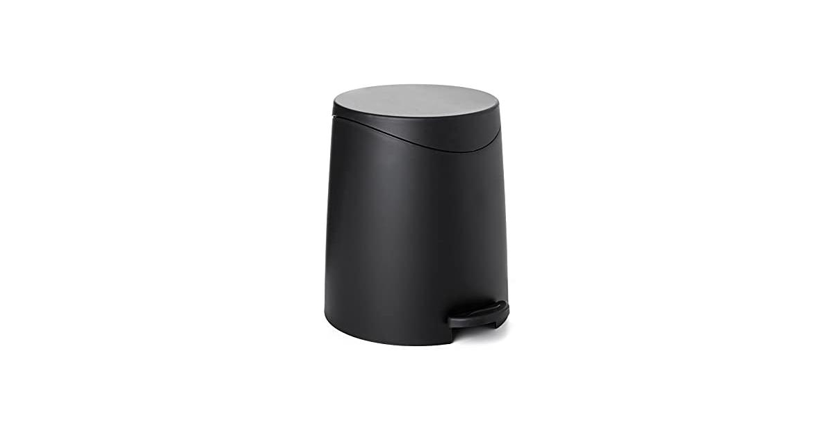 Mini 3 Liter Step On Plastic Bathroom Trash Can with Lid - Black
