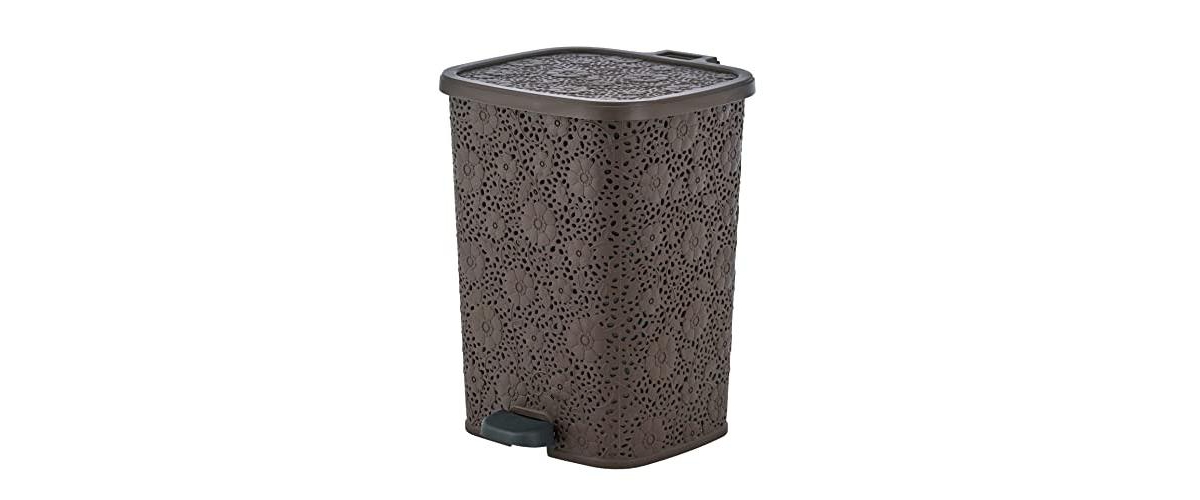 Mini 1.5 Gallon Step On Trash Can with Lid Lace Design - White
