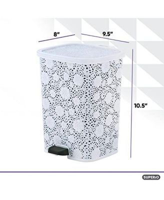 Mini 1.5 Gallon Step On Trash Can with Lid Lace Design