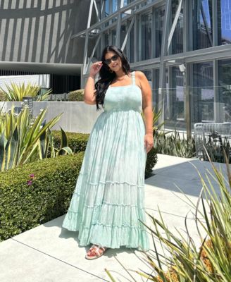 Plus Size Smocked Ruffle Maxi Dress