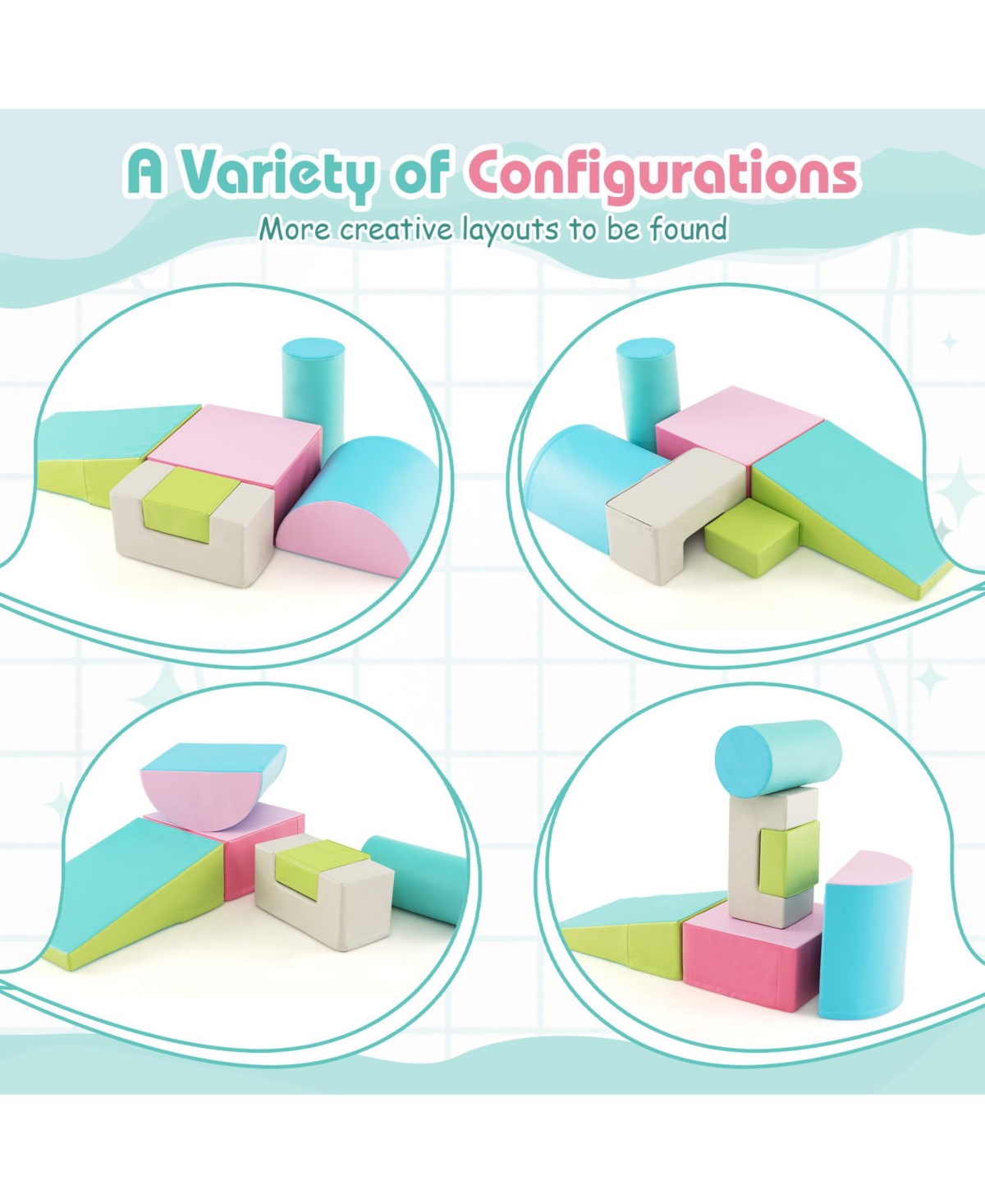 Slickblue Toddler 6 Pieces Foam Climbing Blocks Indoor Climb and Crawl Activity Playset with Rectangles