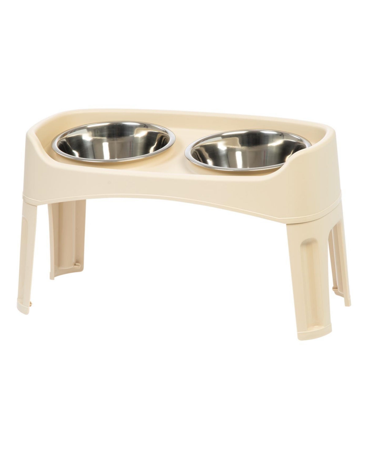 Elevated Dog Bowls, Adjustable Height, 2 Thick 64 oz Stainless Steel Bowls, Spill-Proof with Raised Outer Rim, Durable Made in Usa Plastic, E