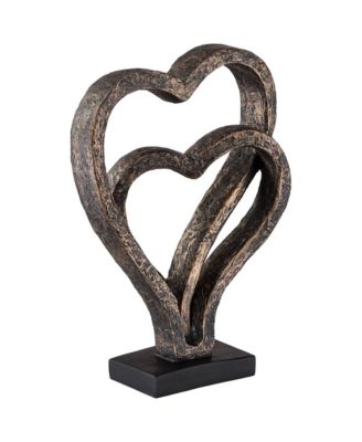 Interlocking Hearts 11 3/4" High Bronze Finish Sculpture