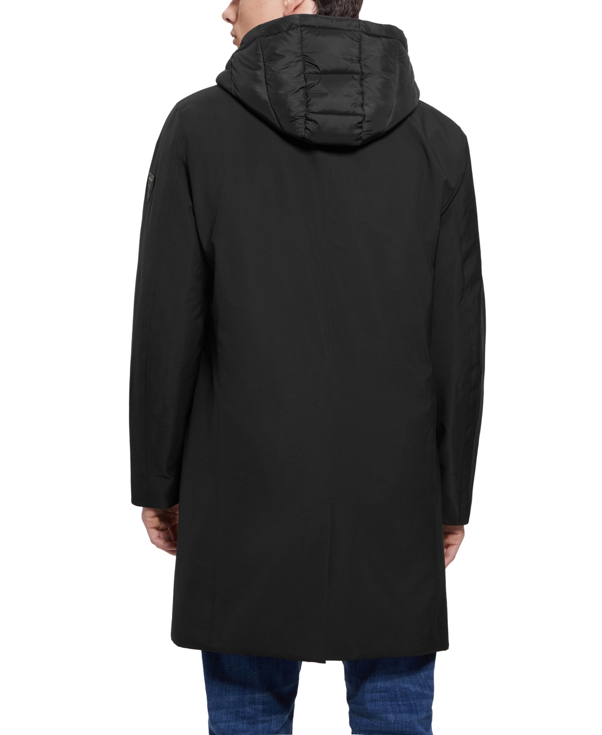 Guess Men's Colin Raincoat with Removable Nylon Hooded Inset