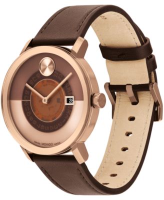 Men's Bold Evolution 2.0 Swiss Quartz Chocolate Nappa Leather Watch 40MM