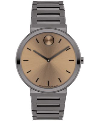 Movado Men's Bold Horizon Swiss Quartz Ionic Plated Gray Steel Watch ...
