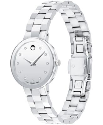 Women's Sapphire Swiss Quartz Stainless Steel Diamond Accent Watch 28mm