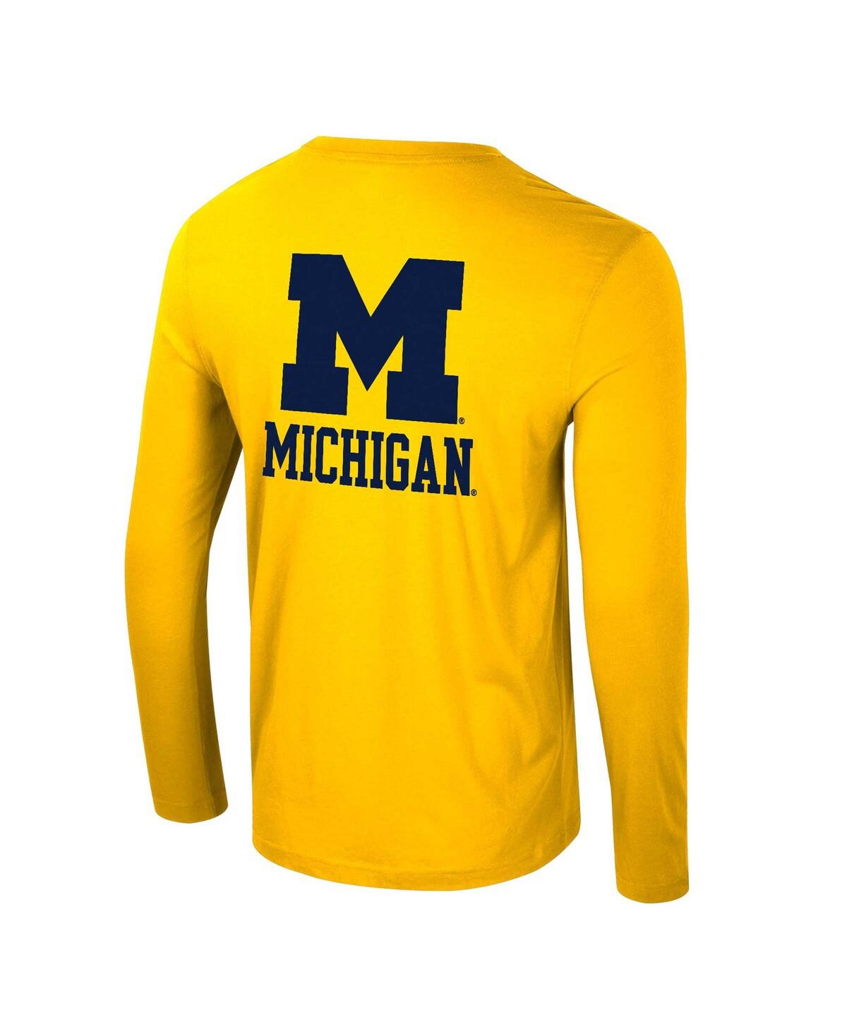 Colosseum Men's Maize Michigan Wolverines Logo Lockup 3-hit Active Blend Long Sleeve T-shirt In Maize