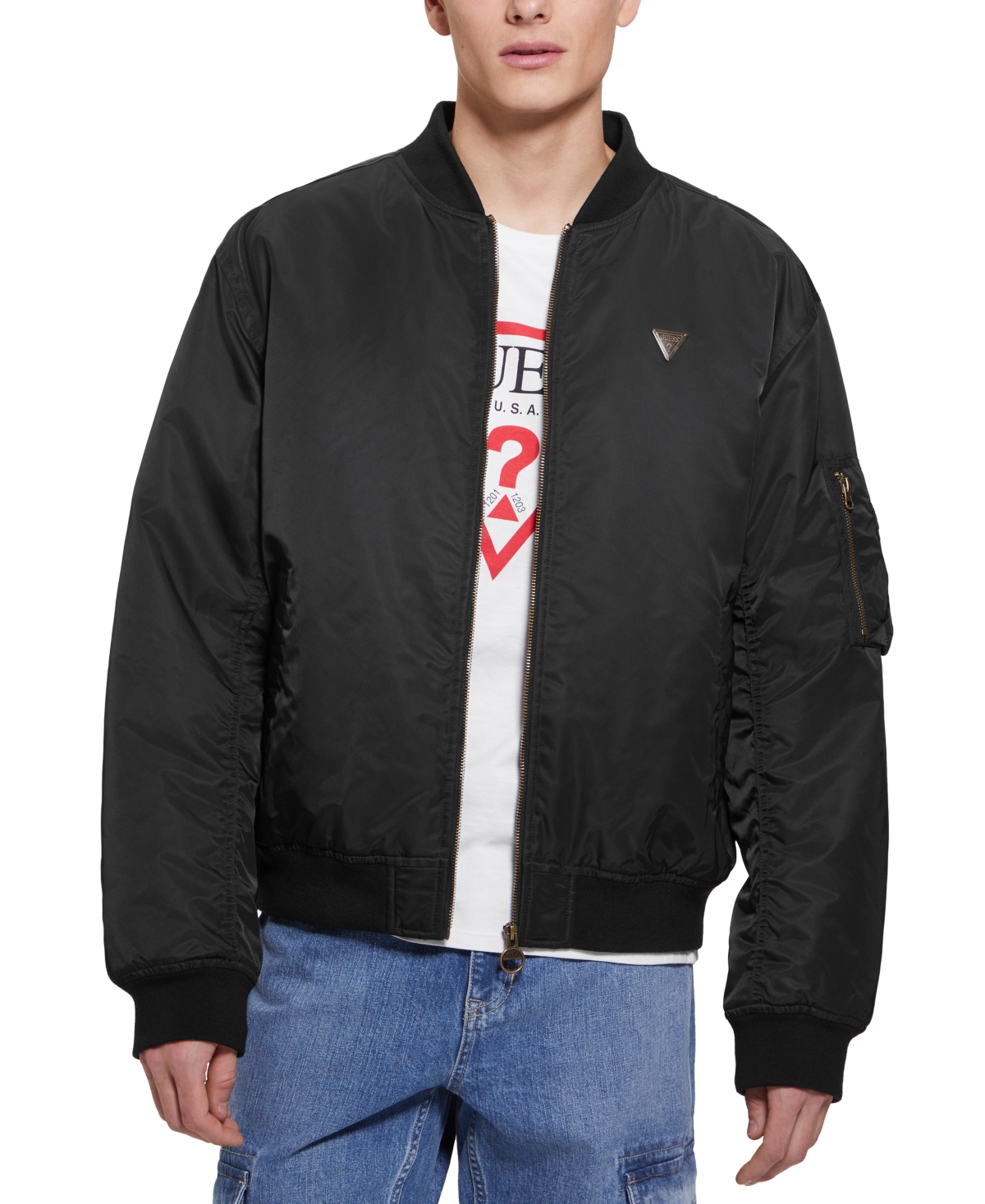Guess men's bomber jacket with removable hooded inset outlet