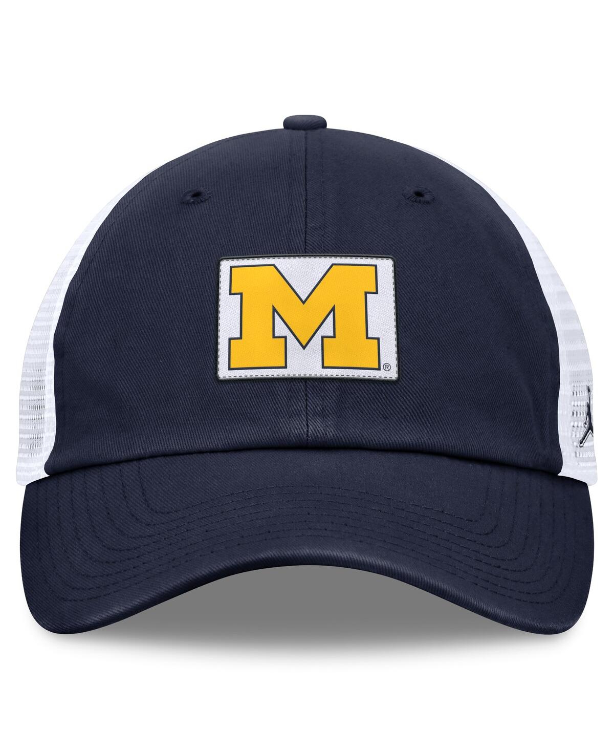 JORDAN MEN'S NAVY/WHITE MICHIGAN WOLVERINES PRIMETIME CLUB TRUCKER ADJUSTABLE HAT 