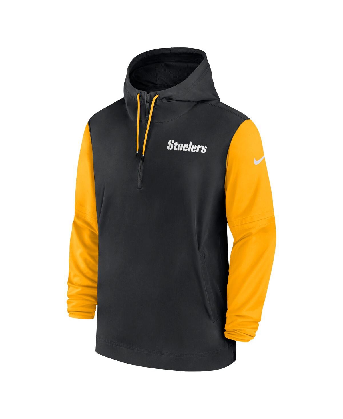 Nike Men'sGold Pittsburgh Steelers 2024/25 Sideline Pre-Game Player 1/2-Zip Hoodie Jacket - Black, Gold