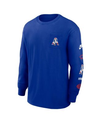 Men's Royal New England Patriots Rewind Heavy Max 90 Pocket Long Sleeve T-Shirt