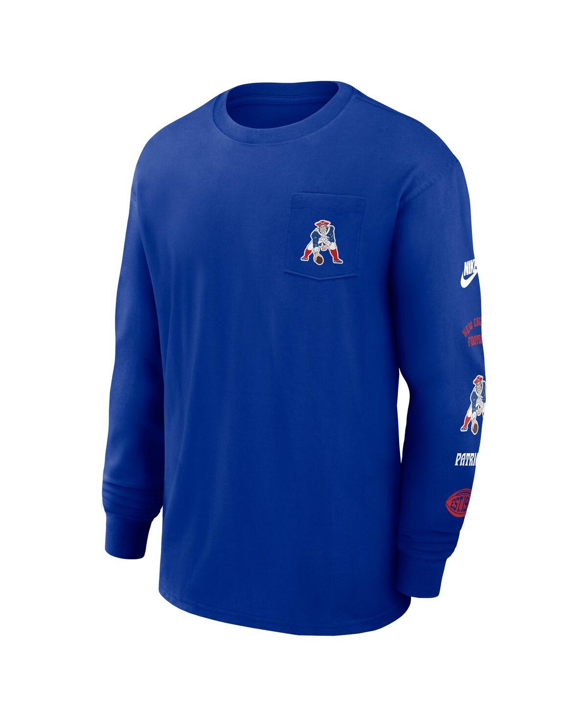 Nike Men'sNew England Patriots Rewind Heavy Max 90 Pocket Long Sleeve T-Shirt - Royal