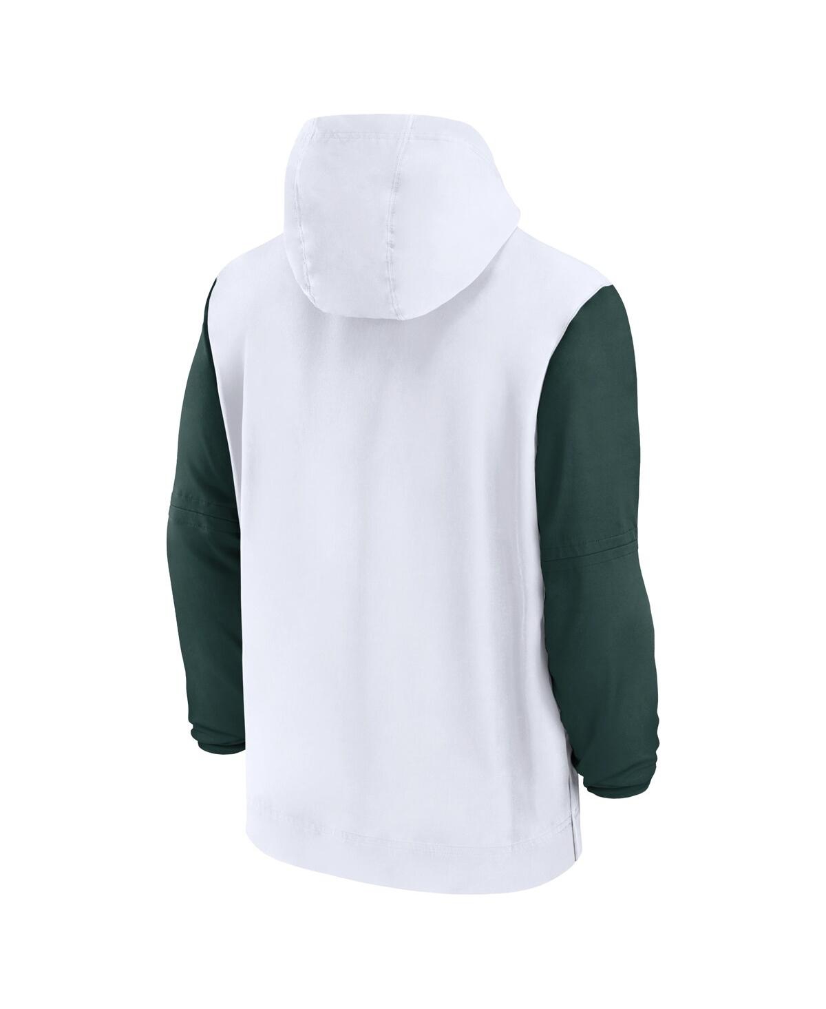 Nike Men'sMichigan State Spartans 2024 Sideline Pregame Player Half-Zip Hoodie - White, Green
