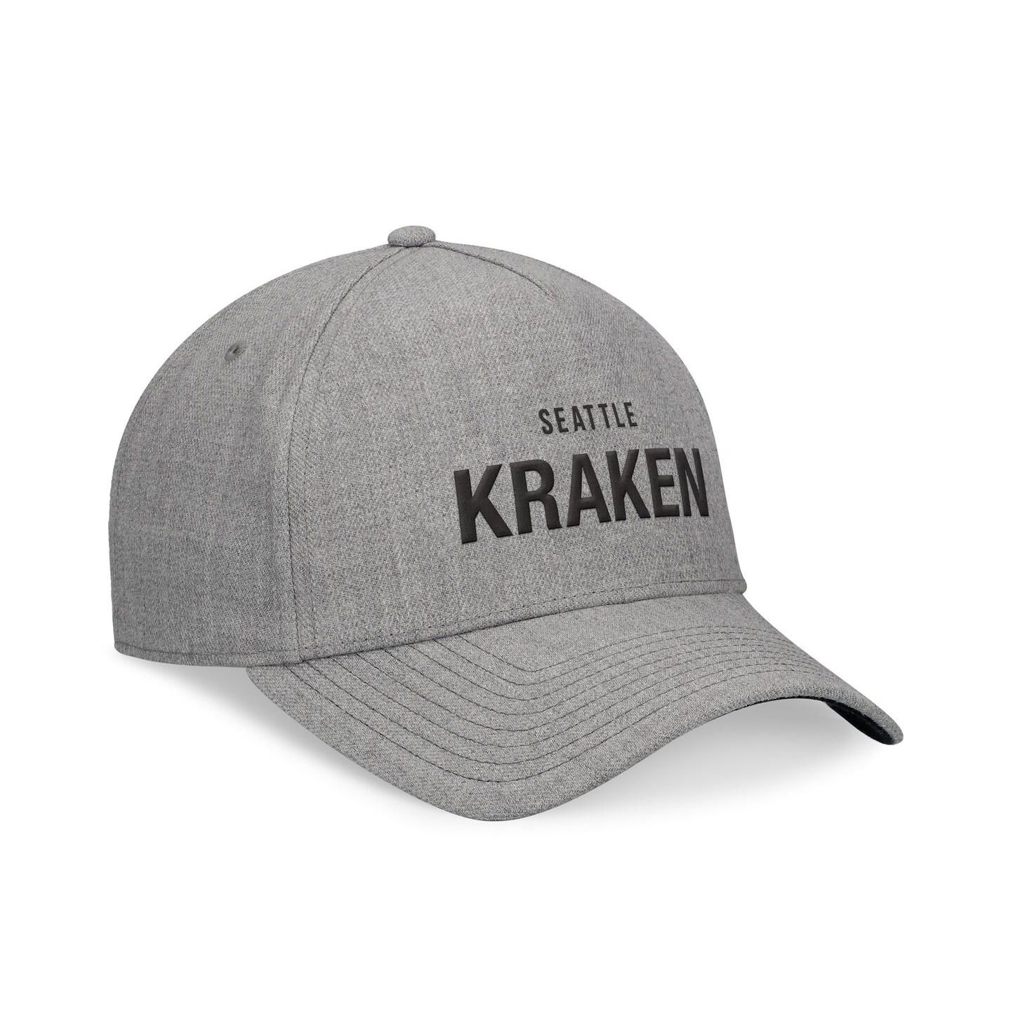 Мужской головной убор Fanatics Heather Gray Seattle Kraken Elements A-Frame Leather Strapback Hat — фото 4