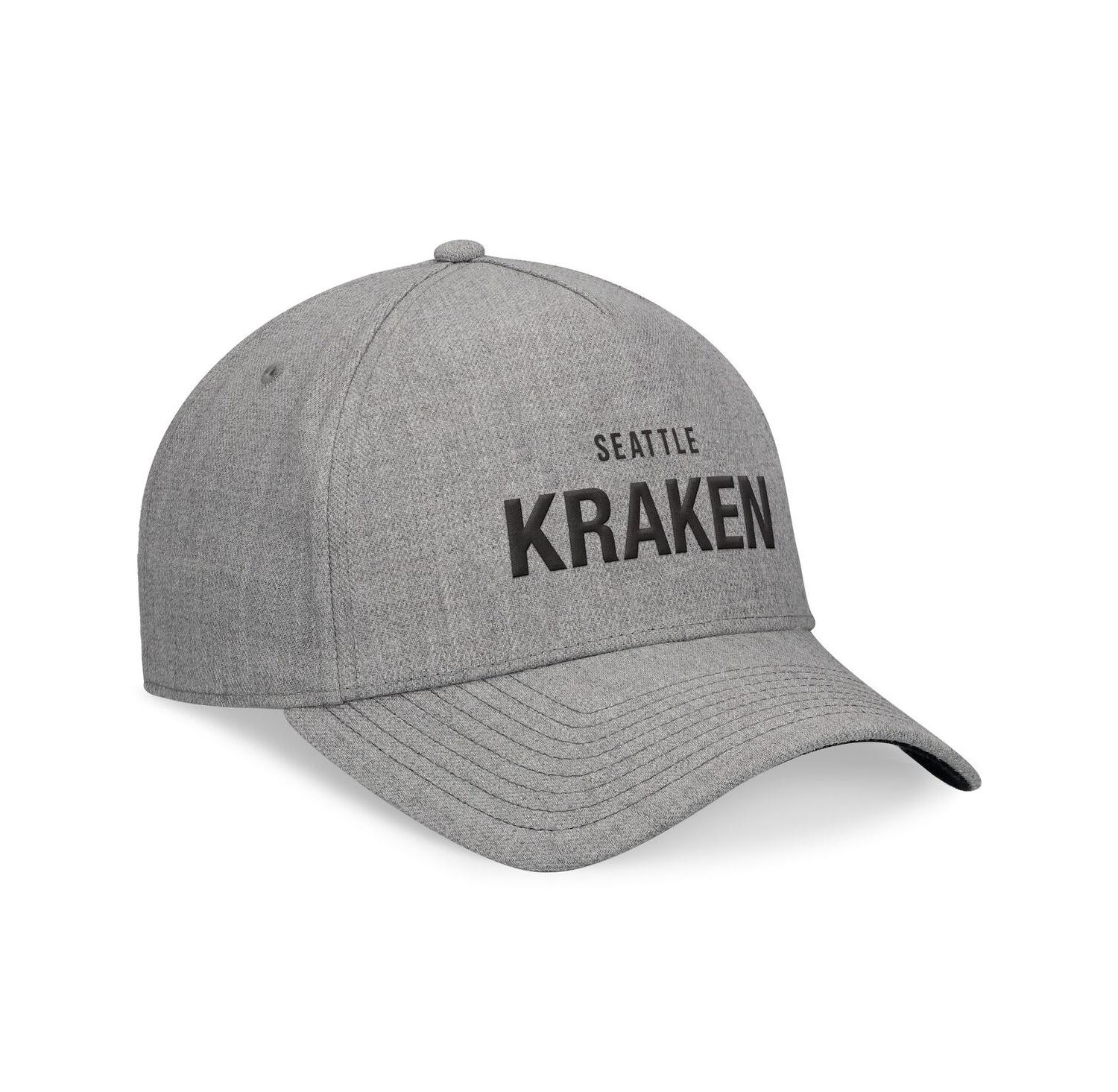Men's Heather Gray Seattle Kraken Elements A-Frame Leather Strapback Hat