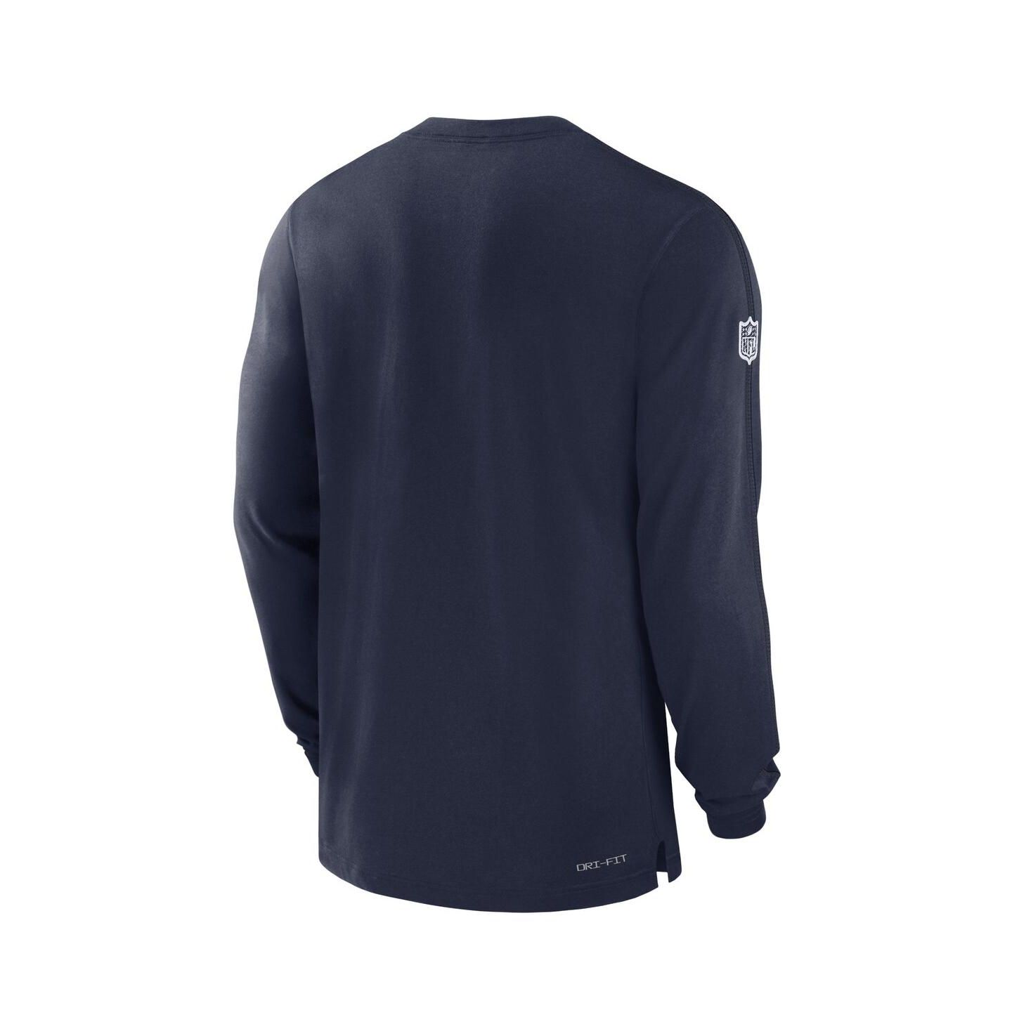 Мужская футболка Nike Navy Dallas Cowboys 2024/25 Sideline Player Tri-Blend Performance Long Sleeve — фото 3