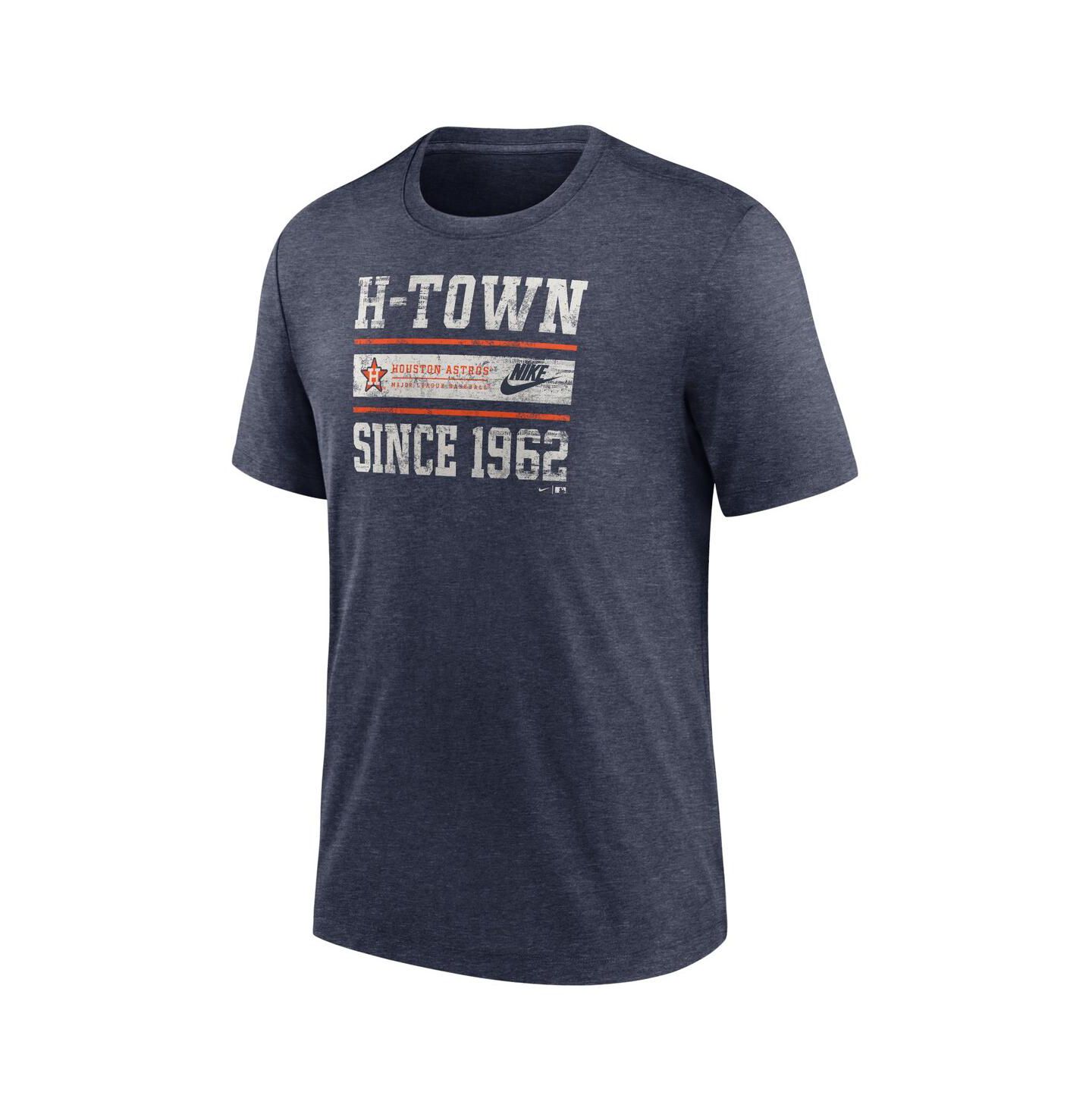 Мужская футболка Nike Heather Navy Houston Astros Cooperstown Collection Local Stack Tri-Blend — фото 2