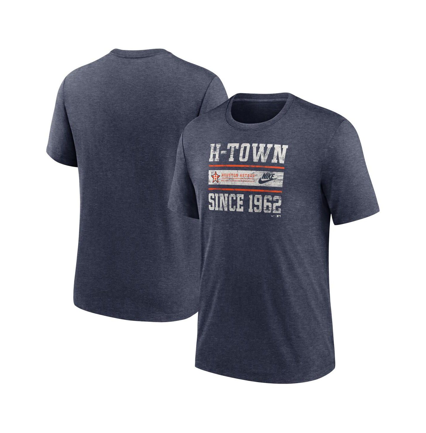 Мужская футболка Nike Heather Navy Houston Astros Cooperstown Collection Local Stack Tri-Blend — фото 1
