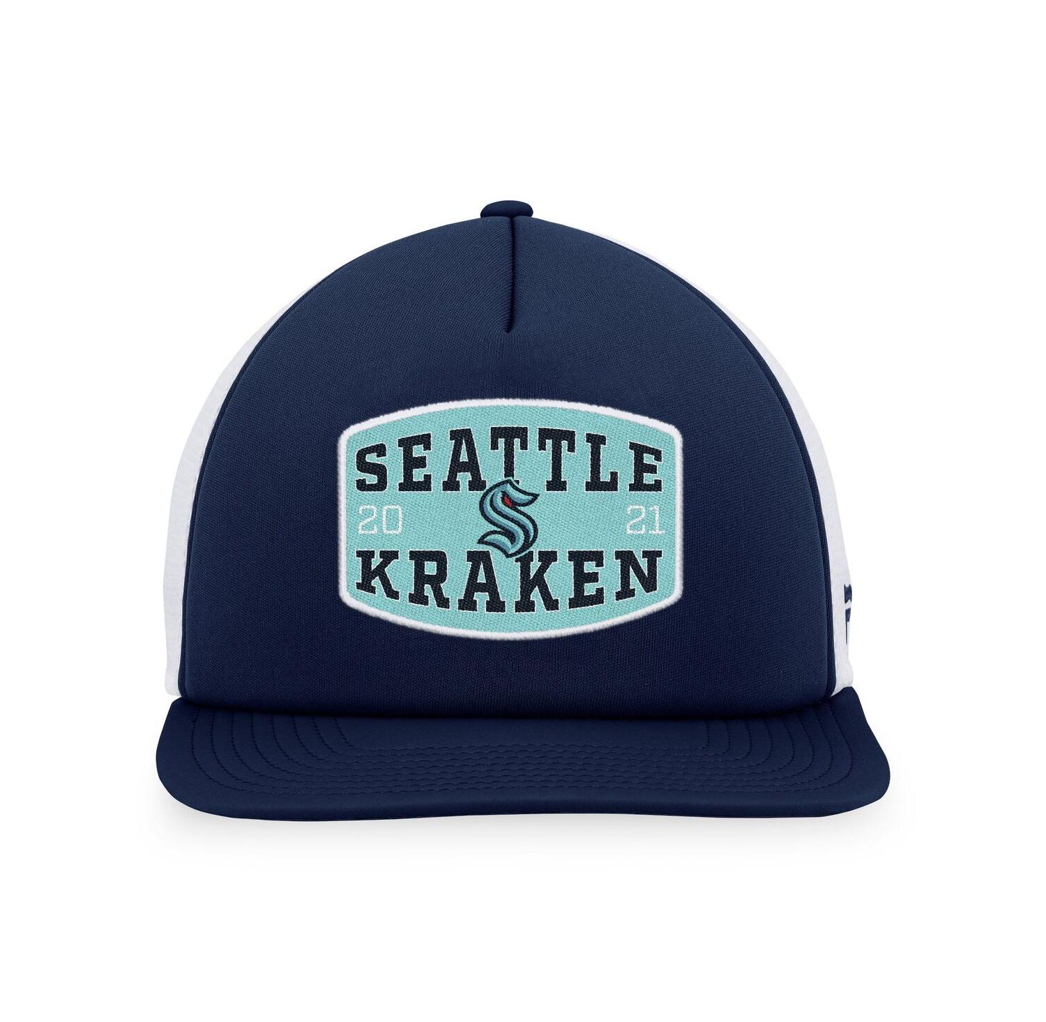 Men's Deep Sea Blue/White Seattle Kraken Foam Front Patch Trucker Snapback Hat