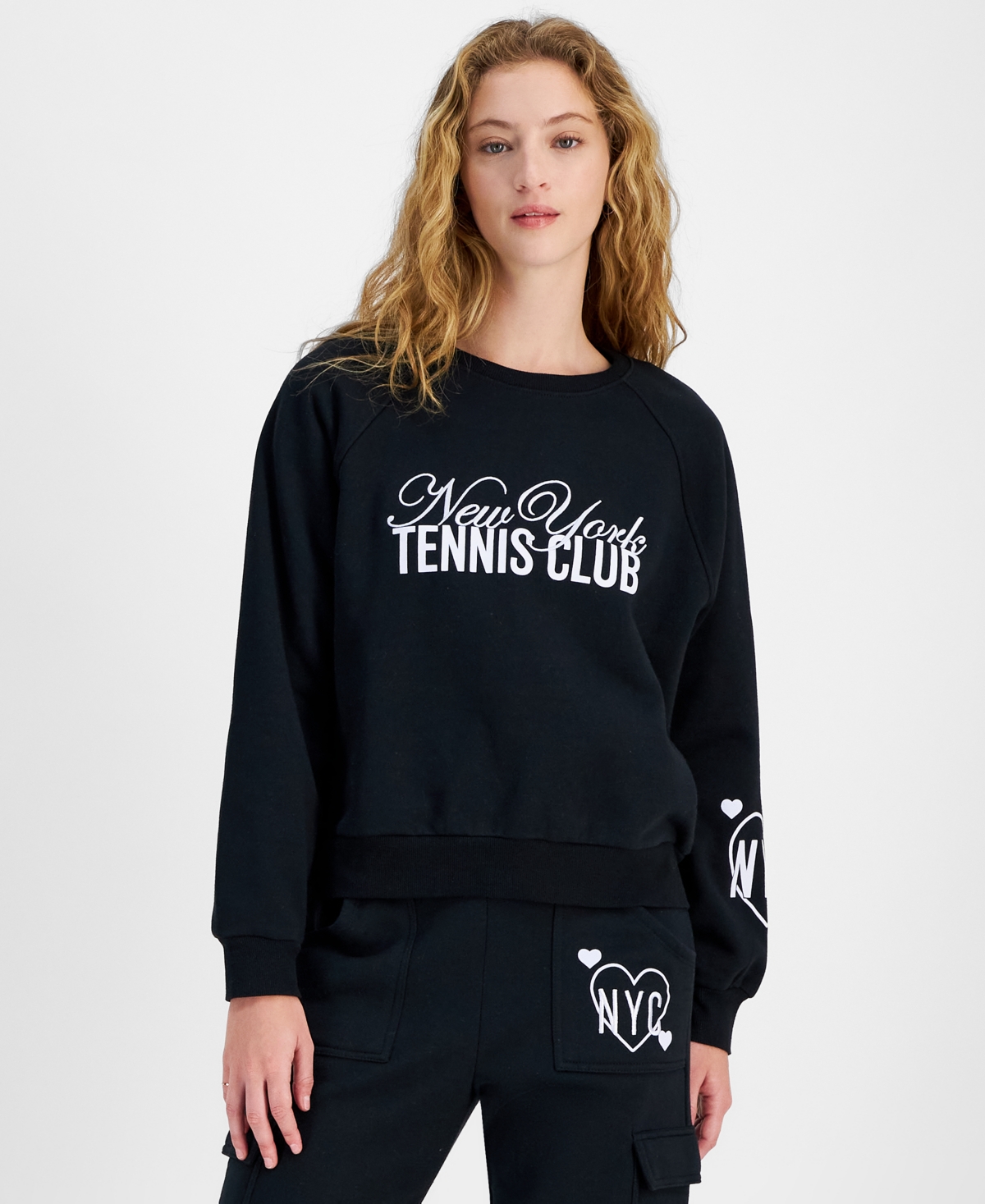 Juniors' Graphic Crewneck Sweatshirt - Black