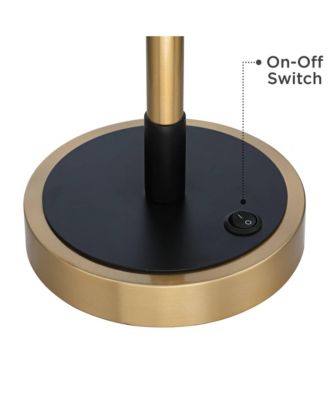 Axiom Modern Table Lamp 39" Tall Brass Black Metal Champagne Ribbed Glass Shade for Bedroom Living Room Bedside Nightstand Office