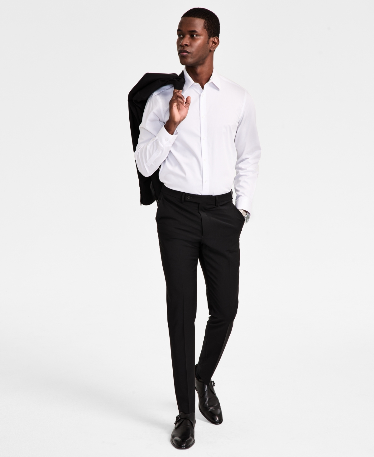 Men's Skinny-Fit Wool Blend Suit Pants - Blue