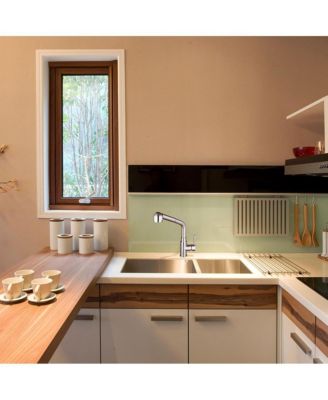 Stainless Steel Kitchen Sink Faucet Pull Out Dual Function Mixer Taps 1 Handle Long Neck