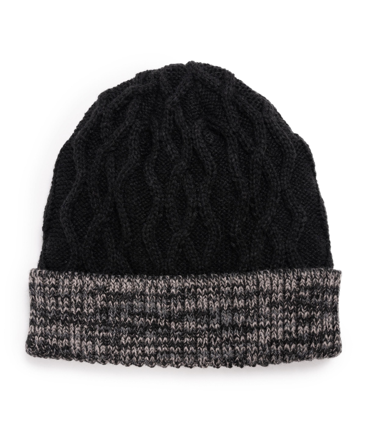 Men's Cable Cuff Cap, Ebony, One Size - Navy