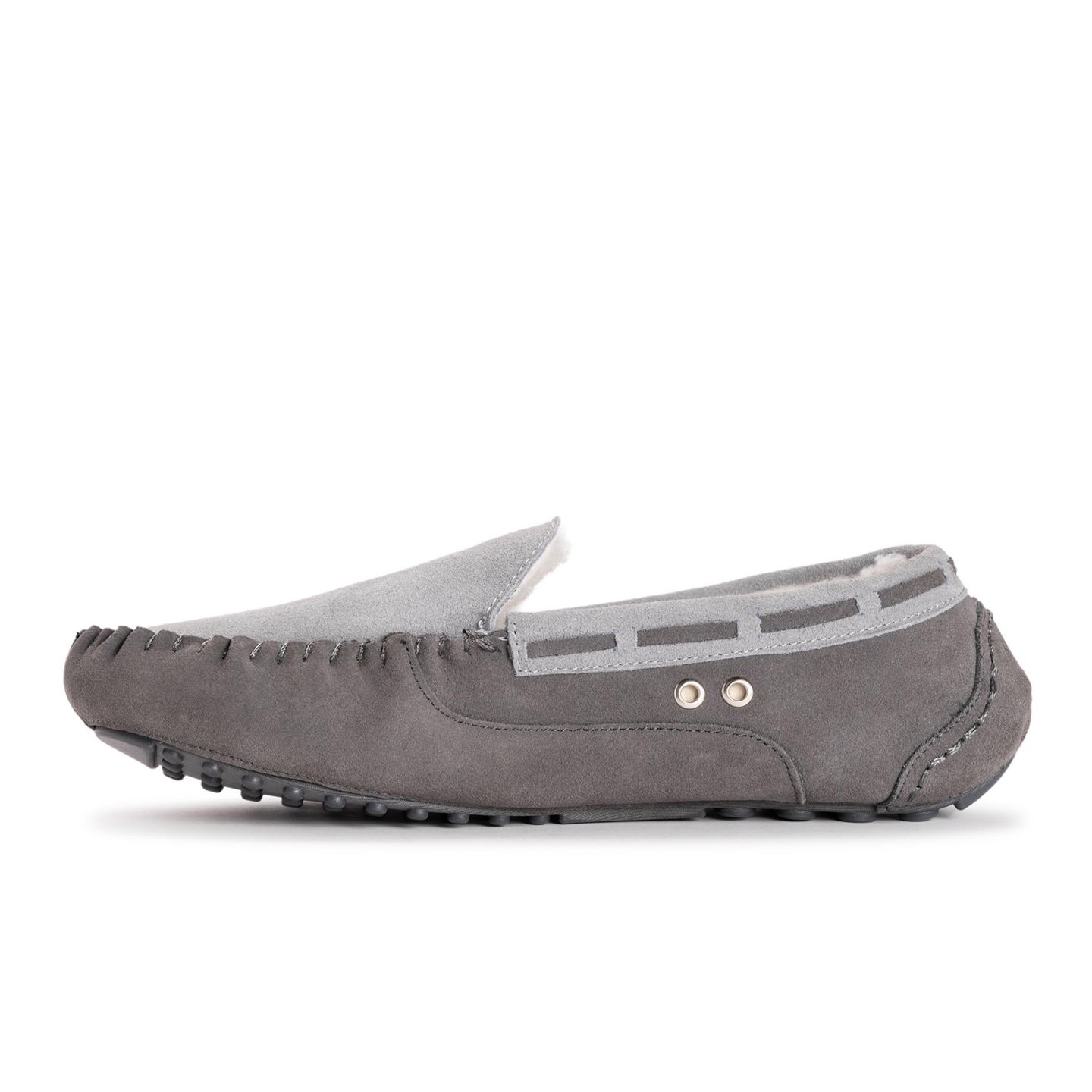 Мужские тапочки MUK LUKS Everett Moccasin Slippers, цвет: Тёмный серый — фото 5