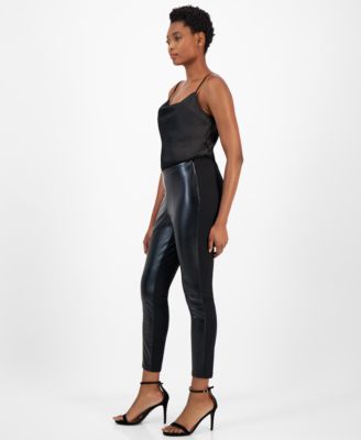 Women's Faux-Leather Skinny Ankle Pants