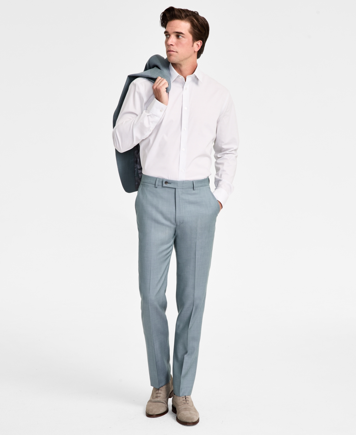 Calvin Klein Men's Slim-fit Wool Blend Suit Pants In Green