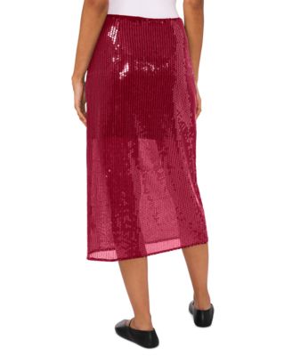 Women's Side-Zip Sequin Midi Skirt