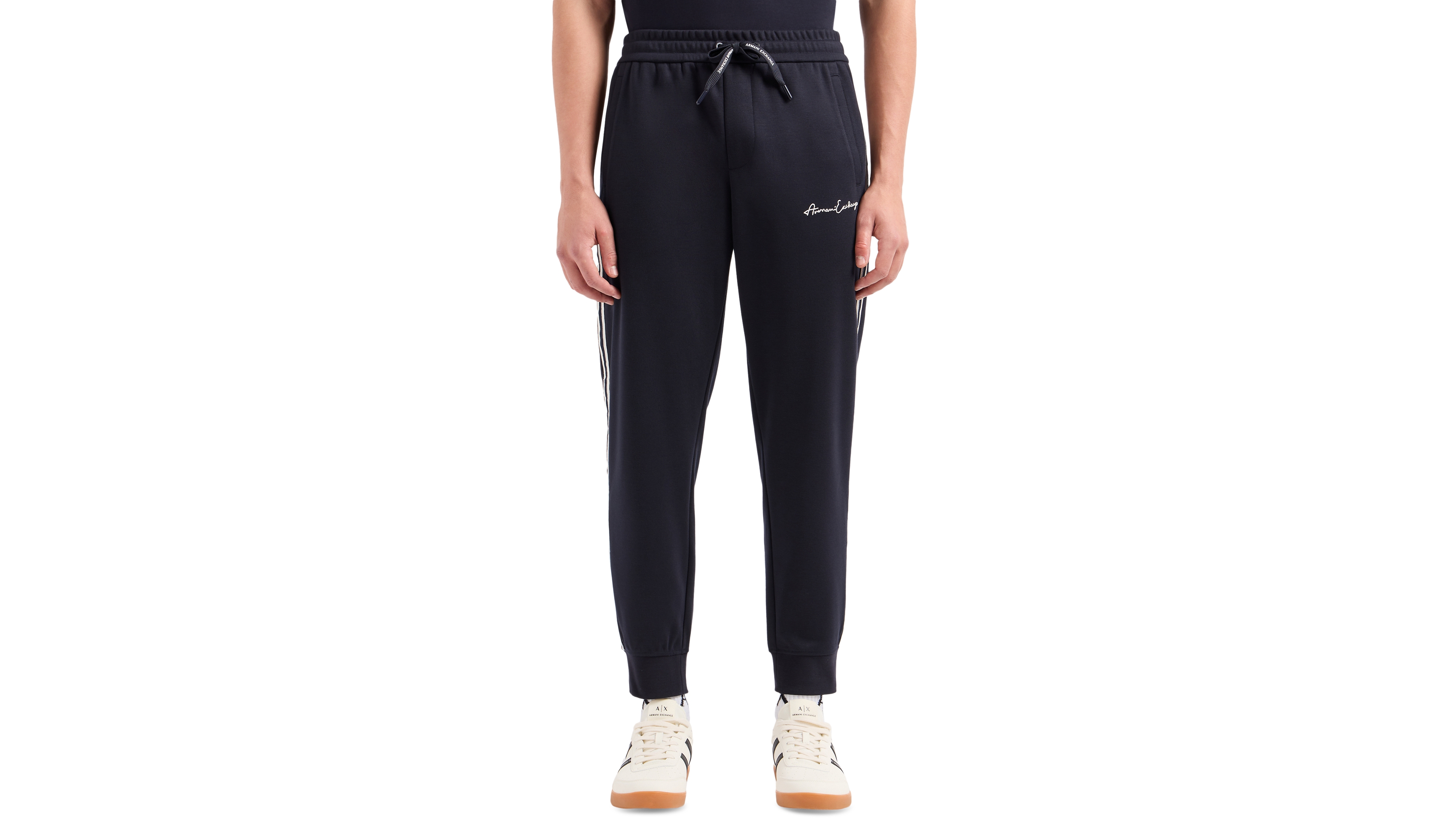 A|X Armani Exchange Men's Striped Logo Jogger Pants