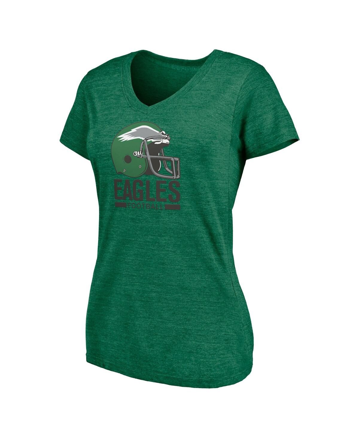 Fanatics Women's Heather Kelly Green Philadelphia Eagles Gridiron Classics Weathered Vintage Helmet Tri-blend