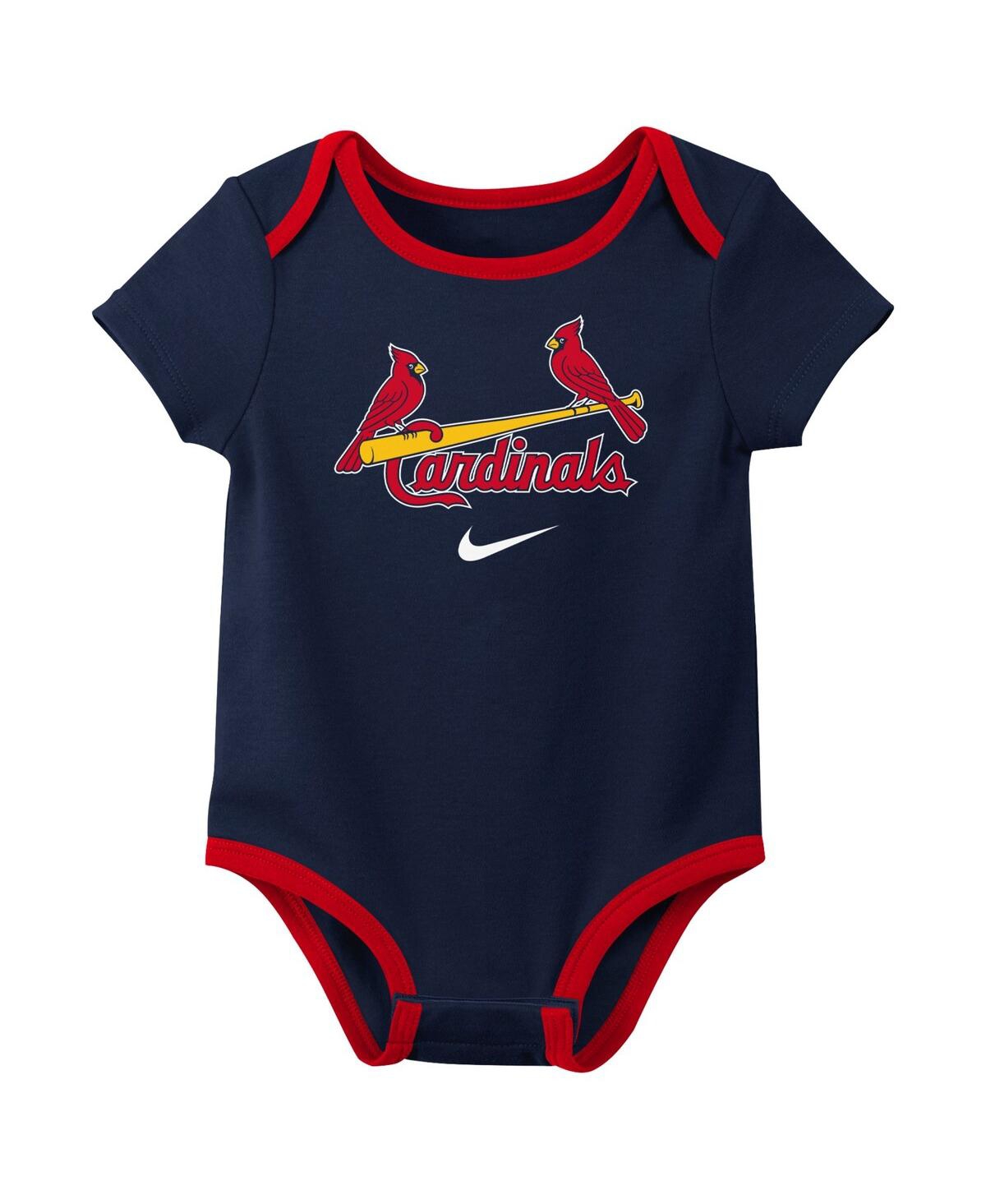 Nike Baby Boys And Girls St. Louis Cardinals Authentic Collection Three-pack Bodysuit Set In Multi