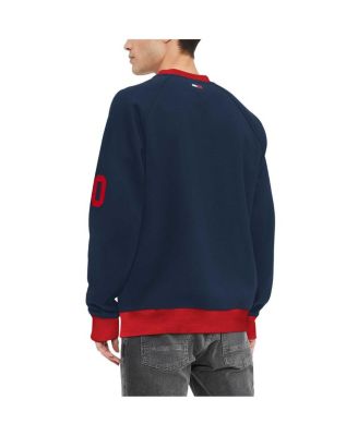Men's Navy New England Patriots Reese Raglan Tri-Blend Pullover Sweatshirt