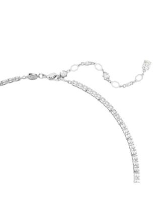 Matrix Mixed Cuts, White, Rhodium Plated Y Necklace