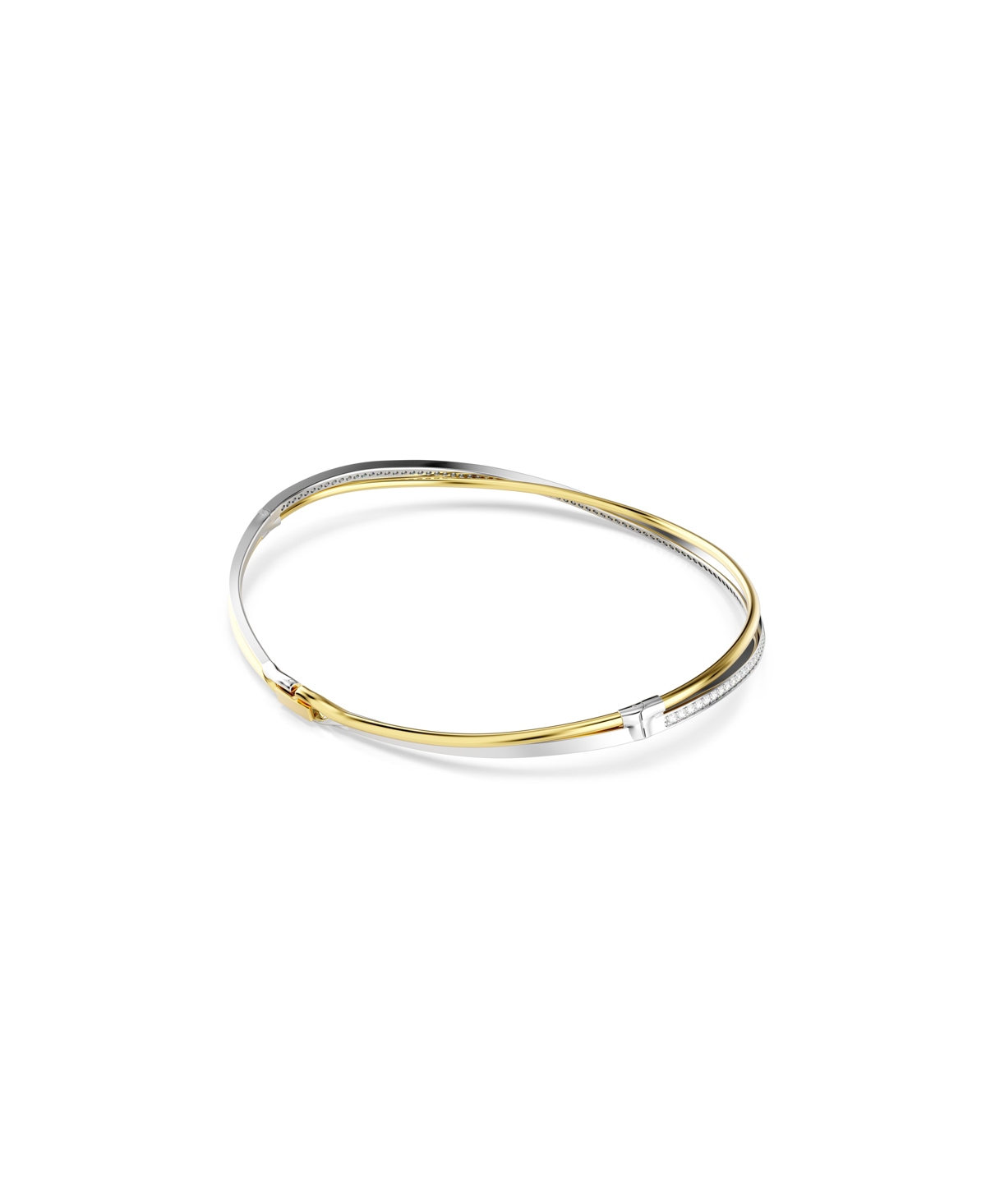 Swarovski Hyperbola Crystal Crossover Choker Necklace In Gold Tone & Rhodium Plated, 13.87 In Gold,silver