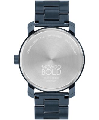 Movado Men's Bold Access Swiss Quartz Ionic Plated Blue Steel Watch 41mm